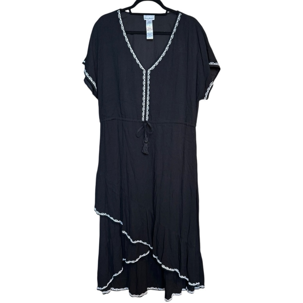 Tommy‎ Bahama Embroidered Tiered Cover Up Dress V Neck Short Sleeves Medium